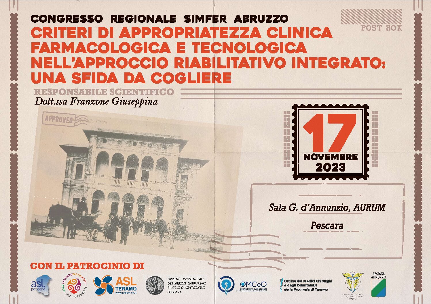 CONGRESSO REGIONALE SIMFER ABRUZZO 2023 “Criteri di appropriatezza clinica, farmacologica e tecnologica nell’approccio riabilitativo integrato: una sfida da cogliere”